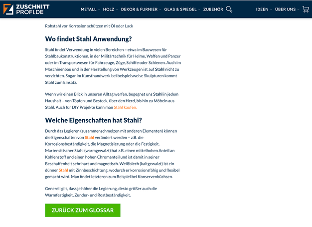 Glossarbeitrag Stahl