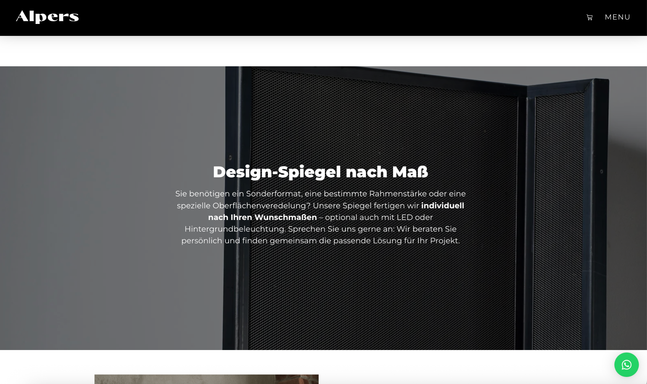 Landingpage Design-Spiegel nach Maß